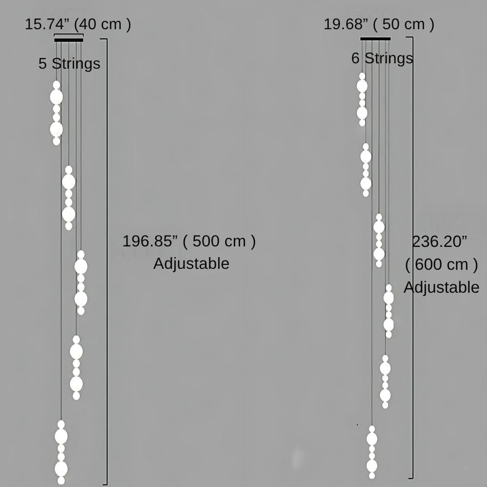 White Multi Globe Pendant Light for Staircase & High Ceiling  Seus Lighting