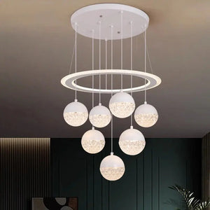 7-Light Cluster Ceiling Chandelier Light Black/White  Seus Lighting