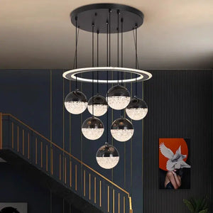 7-Light Cluster Ceiling Chandelier Light Black/White  Seus Lighting