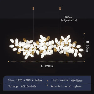 White and Gold Leaf Chandelier for Living Room - Chandeliers