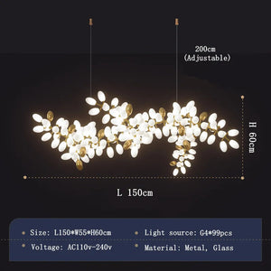 White and Gold Leaf Chandelier for Living Room - Chandeliers