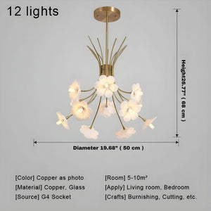 Yelis Modern Copper Glass Flower Chandelier  Seus Lighting