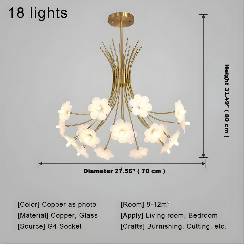 Yelis Modern Copper Glass Flower Chandelier  Seus Lighting