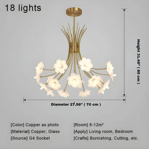 Yelis Modern Copper Glass Flower Chandelier  Seus Lighting