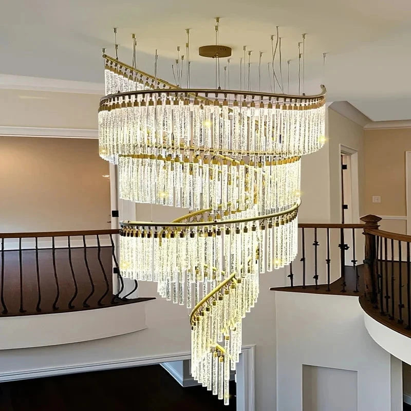 Zaira Spiral Crystal Chandelier  Seus Lighting