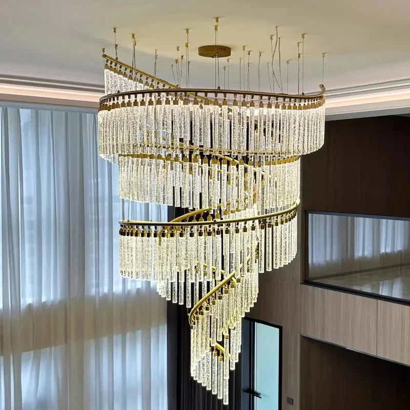 Zaira Spiral Crystal Chandelier  Seus Lighting