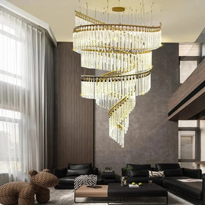 Zaira Spiral Crystal Chandelier  Seus Lighting