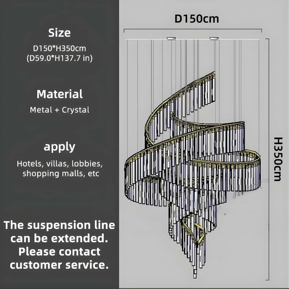 Zaira Spiral Crystal Chandelier  Seus Lighting