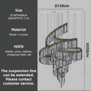 Zaira Spiral Crystal Chandelier  Seus Lighting