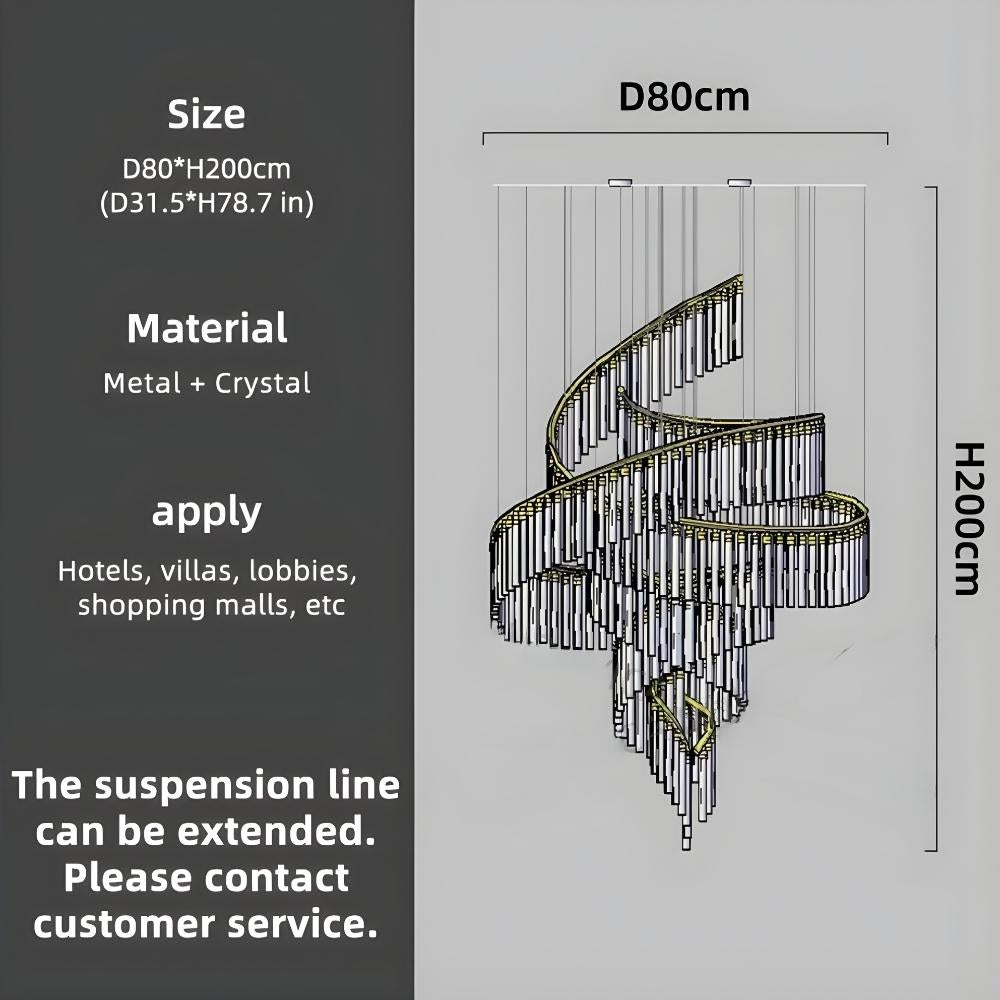 Zaira Spiral Crystal Chandelier  Seus Lighting