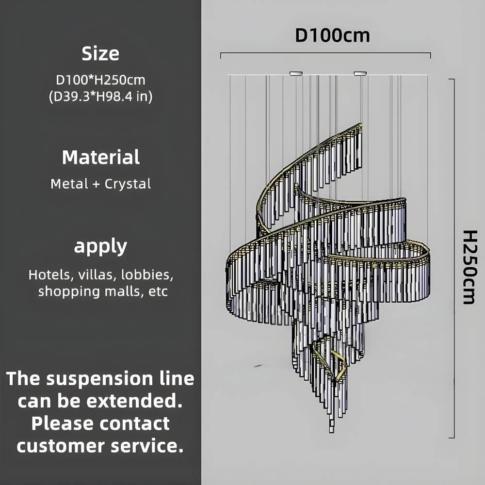 Zaira Spiral Crystal Chandelier  Seus Lighting