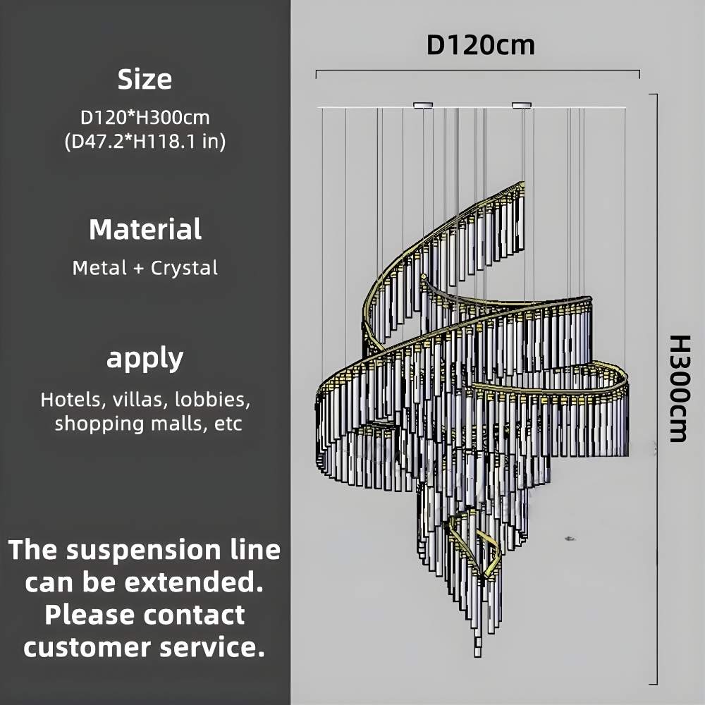 Zaira Spiral Crystal Chandelier  Seus Lighting