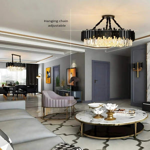 Zen Modern Gold Crystal Chandelier  Seus Lighting