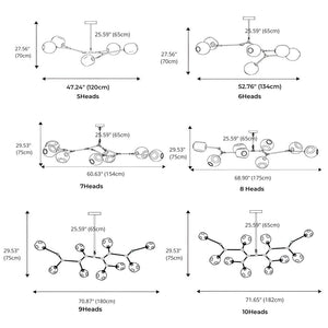Zentra Black and Gold chandelier 6/7/8/9/10 Lights  Seus Lighting