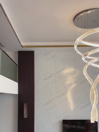 Lámpara de cristal moderna para escaleras, vestíbulos y techos altos